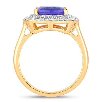 4.84 Carat Genuine Tanzanite and White Diamond 14K Yellow Gold Ring by Bids.com