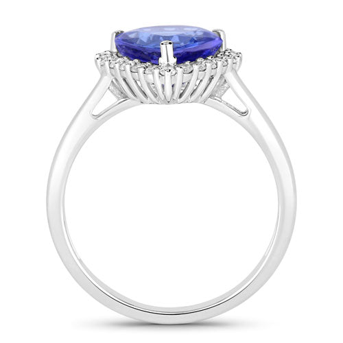 2.60 Carat Genuine Tanzanite and White Diamond 14K White Gold Ring by Bids.com