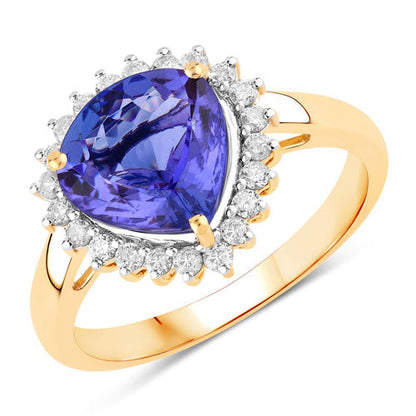 2.68 Carat Genuine Tanzanite and White Diamond 14K Yellow Gold Ring by Bids.com