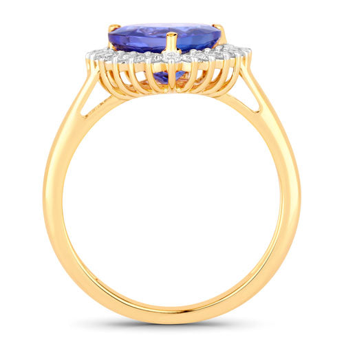 2.68 Carat Genuine Tanzanite and White Diamond 14K Yellow Gold Ring by Bids.com