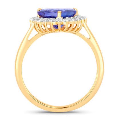 2.68 Carat Genuine Tanzanite and White Diamond 14K Yellow Gold Ring by Bids.com