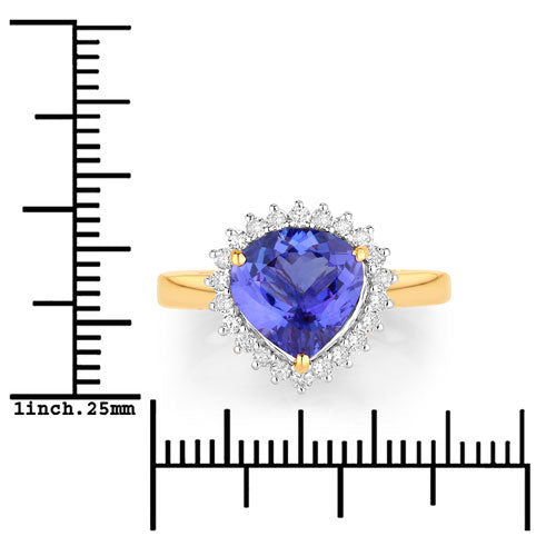 2.68 Carat Genuine Tanzanite and White Diamond 14K Yellow Gold Ring by Bids.com