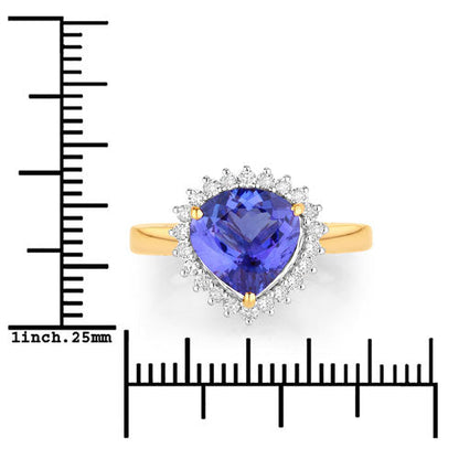 2.68 Carat Genuine Tanzanite and White Diamond 14K Yellow Gold Ring by Bids.com