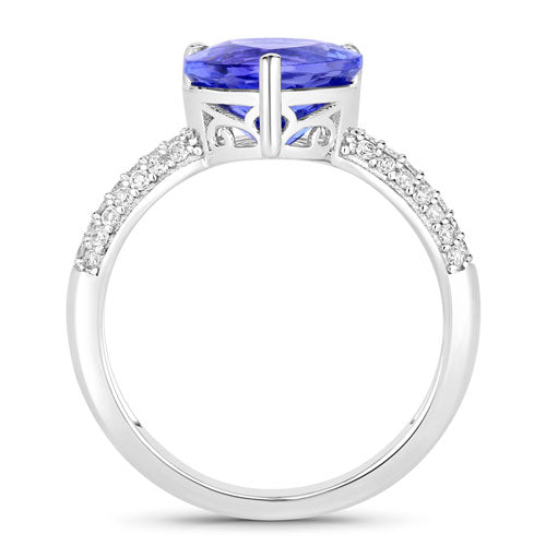 3.18 Carat Genuine Tanzanite and White Diamond 14K White Gold Ring by Bids.com