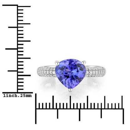 3.18 Carat Genuine Tanzanite and White Diamond 14K White Gold Ring by Bids.com