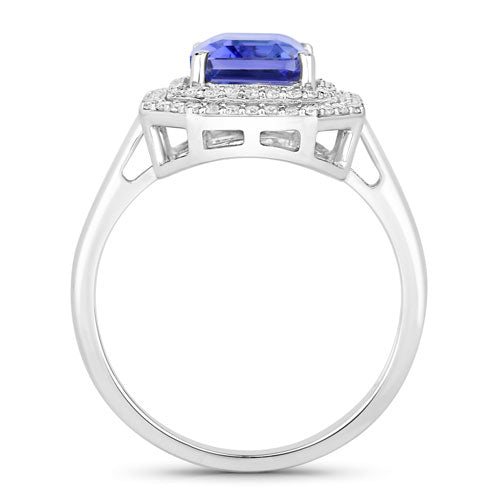 3.32 Carat Genuine Tanzanite and White Diamond 14K White Gold Ring by Bids.com