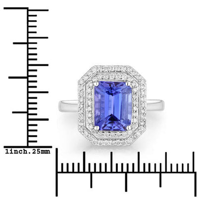 3.32 Carat Genuine Tanzanite and White Diamond 14K White Gold Ring by Bids.com