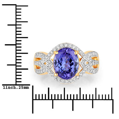 3.56 Carat Genuine Tanzanite and White Diamond 14K Yellow Gold Ring by Bids.com
