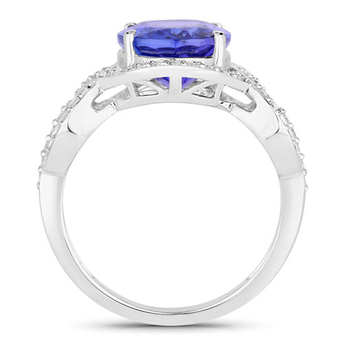 4.54 Carat Genuine Tanzanite and White Diamond 14K White Gold Ring by Bids.com