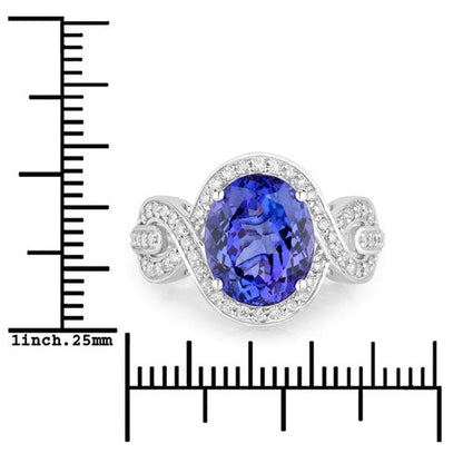 4.54 Carat Genuine Tanzanite and White Diamond 14K White Gold Ring by Bids.com