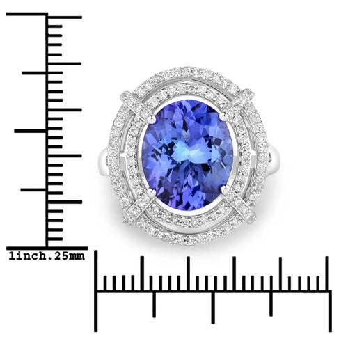 5.17 Carat Genuine Tanzanite and White Diamond 14K White Gold Ring by Bids.com