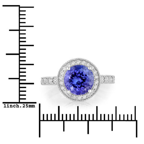 3.21 Carat Genuine Tanzanite and White Diamond 14K White Gold Ring by Bids.com