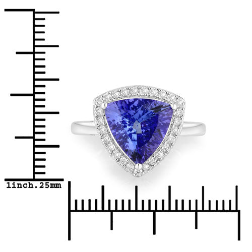 3.23 Carat Genuine Tanzanite and White Diamond 14K White Gold Ring by Bids.com