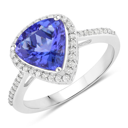 2.57 Carat Genuine Tanzanite and White Diamond 14K White Gold Ring by Bids.com
