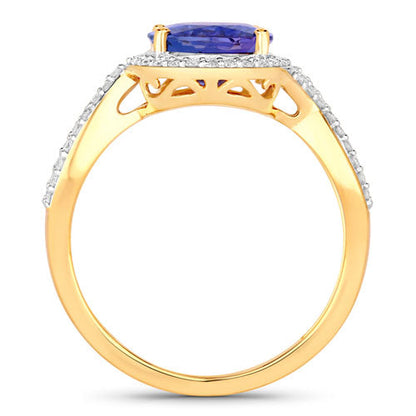2.79 Carat Genuine Tanzanite and White Diamond 14K Yellow Gold Ring by Bids.com