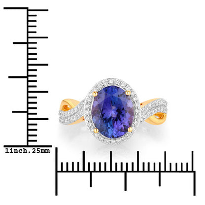 2.79 Carat Genuine Tanzanite and White Diamond 14K Yellow Gold Ring by Bids.com