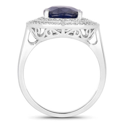 4.82 Carat Genuine Blue Sapphire and White Diamond 14K White Gold Ring by Bids.com