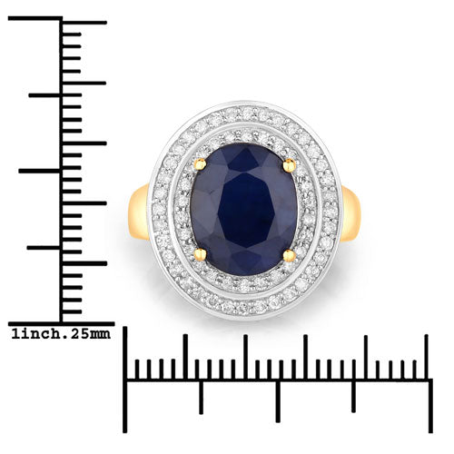 4.82 Carat Genuine Blue Sapphire and White Diamond 14K Yellow Gold Ring by Bids.com