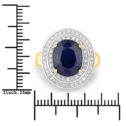 4.82 Carat Genuine Blue Sapphire and White Diamond 14K Yellow Gold Ring by Bids.com