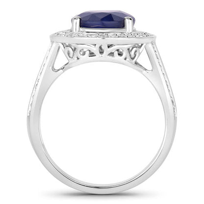 4.74 Carat Genuine Blue Sapphire and White Diamond 14K White Gold Ring by Bids.com