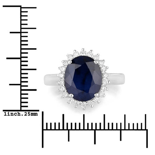 4.63 Carat Genuine Blue Sapphire and White Diamond 14K White Gold Ring by Bids.com