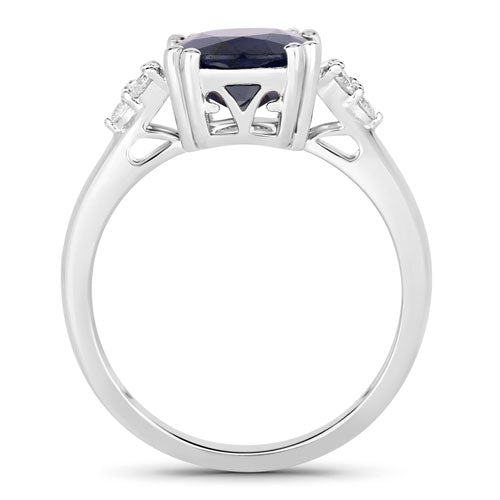 4.50 Carat Genuine Blue Sapphire and White Diamond 14K White Gold Ring by Bids.com