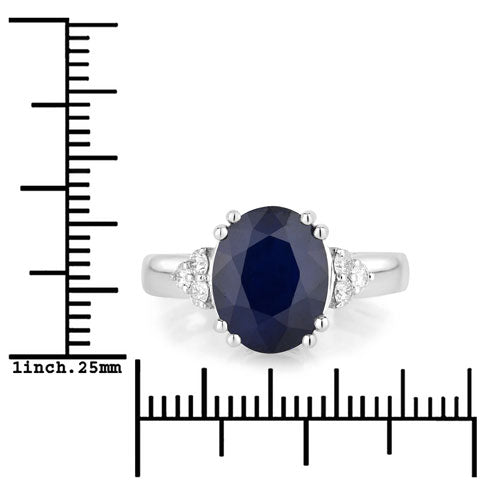 4.50 Carat Genuine Blue Sapphire and White Diamond 14K White Gold Ring by Bids.com