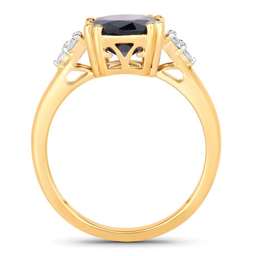 4.50 Carat Genuine Blue Sapphire and White Diamond 14K Yellow Gold Ring by Bids.com