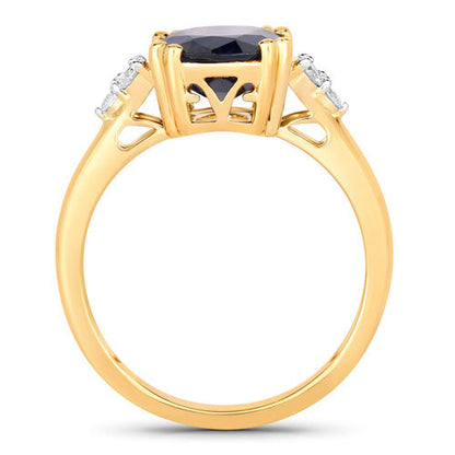 4.50 Carat Genuine Blue Sapphire and White Diamond 14K Yellow Gold Ring by Bids.com