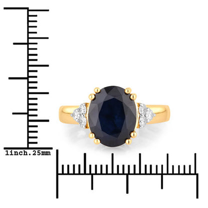 4.50 Carat Genuine Blue Sapphire and White Diamond 14K Yellow Gold Ring by Bids.com