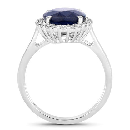 4.63 Carat Genuine Blue Sapphire and White Diamond 14K White Gold Ring by Bids.com