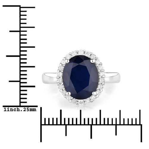 4.63 Carat Genuine Blue Sapphire and White Diamond 14K White Gold Ring by Bids.com