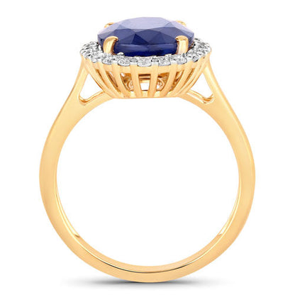 4.63 Carat Genuine Blue Sapphire and White Diamond 14K Yellow Gold Ring by Bids.com