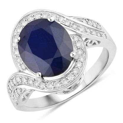 4.69 Carat Genuine Blue Sapphire and White Diamond 14K White Gold Ring by Bids.com