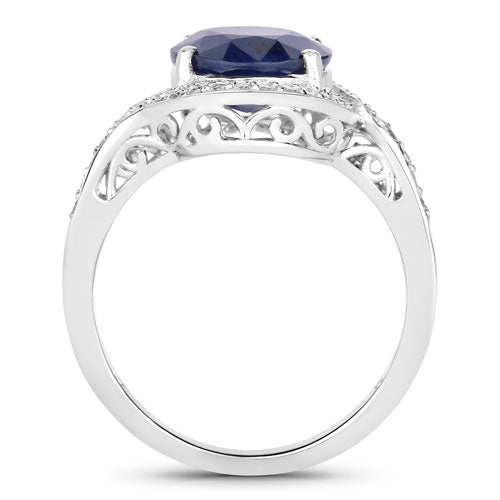 4.69 Carat Genuine Blue Sapphire and White Diamond 14K White Gold Ring by Bids.com