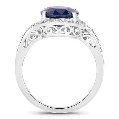 4.69 Carat Genuine Blue Sapphire and White Diamond 14K White Gold Ring by Bids.com