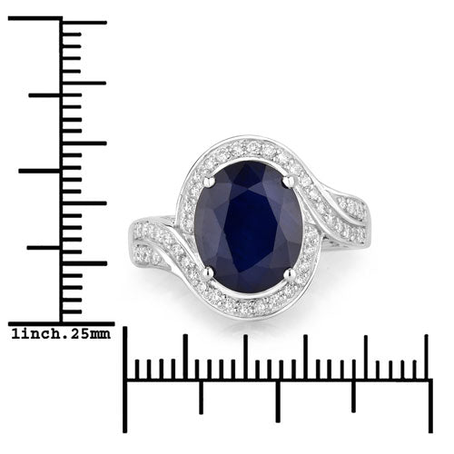 4.69 Carat Genuine Blue Sapphire and White Diamond 14K White Gold Ring by Bids.com