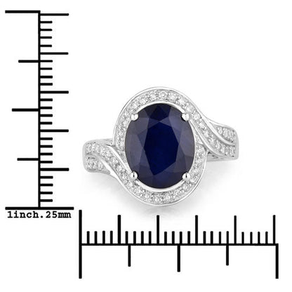 4.69 Carat Genuine Blue Sapphire and White Diamond 14K White Gold Ring by Bids.com