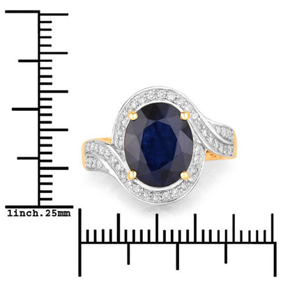 4.69 Carat Genuine Blue Sapphire and White Diamond 14K Yellow Gold Ring by Bids.com
