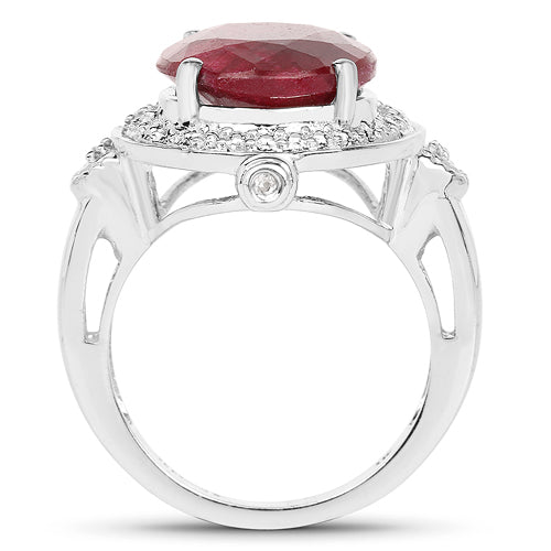 8.64 Carat Dyed Ruby &amp; White Topaz .925 Sterling Silver Ring by Bids.com