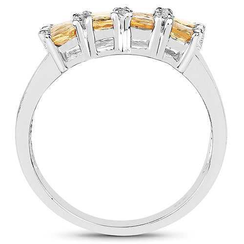 2.67 Carat Genuine Yellow Sapphire and White Diamond .925 Sterling Silver Ring by Bids.com