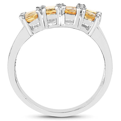 2.67 Carat Genuine Yellow Sapphire and White Diamond .925 Sterling Silver Ring by Bids.com
