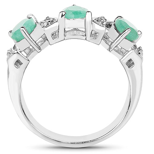 1.87 Carat Genuine Emerald and White Topaz .925 Sterling Silver Ring by Bids.com