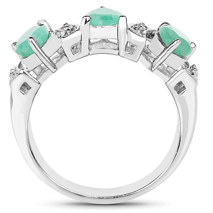 1.87 Carat Genuine Emerald and White Topaz .925 Sterling Silver Ring by Bids.com
