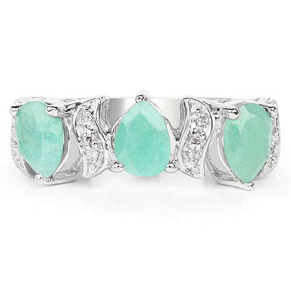 1.87 Carat Genuine Emerald and White Topaz .925 Sterling Silver Ring by Bids.com