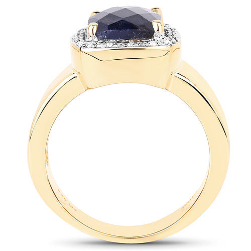 14K Yellow Gold Plated 4.07 Carat Dyed Sapphire and White Topaz .925 Sterling Silver Ring by Bids.com