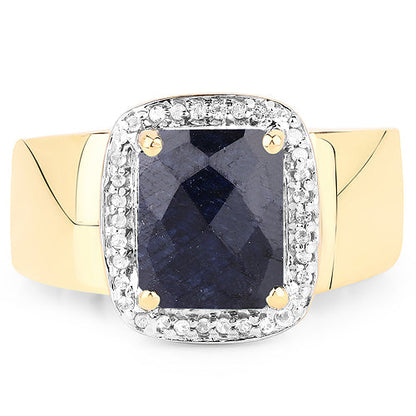 14K Yellow Gold Plated 4.07 Carat Dyed Sapphire and White Topaz .925 Sterling Silver Ring by Bids.com