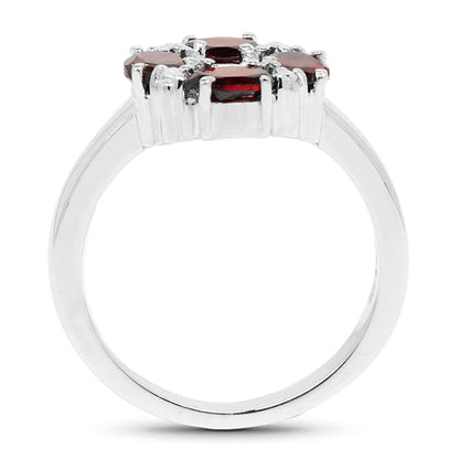 2.02 Carat Genuine Garnet &amp; White Topaz .925 Sterling Silver Ring by Bids.com