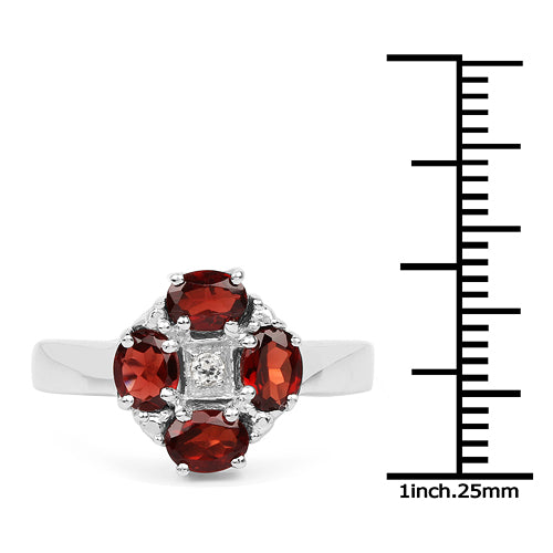 2.02 Carat Genuine Garnet &amp; White Topaz .925 Sterling Silver Ring by Bids.com