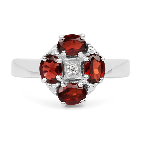 2.02 Carat Genuine Garnet &amp; White Topaz .925 Sterling Silver Ring by Bids.com